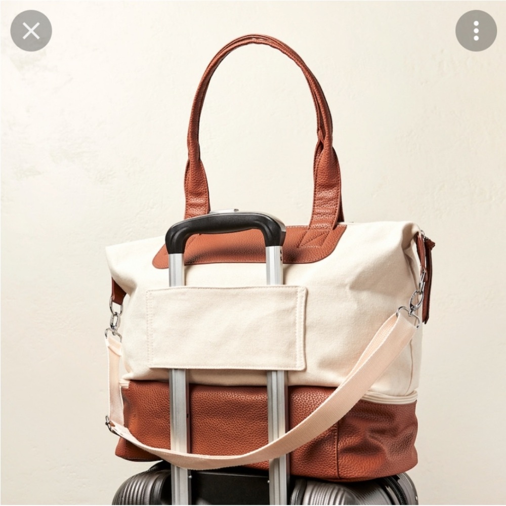 NWT GRAF LANTZ cream leather weekender suitcase travel bag